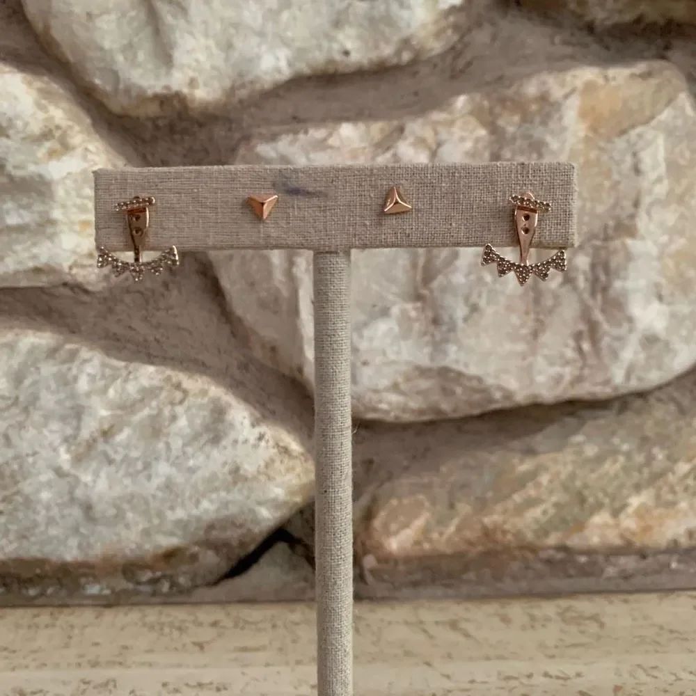 S&d pave triangle Earring jacket rose gold